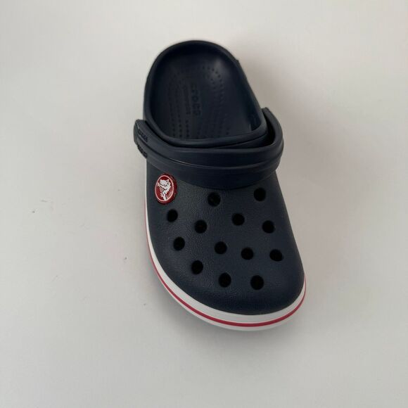 NWT Crocs Crocband Clogs Navy with Red White Stripe Unisex Toddler Size 9 - Picture 3 of 10